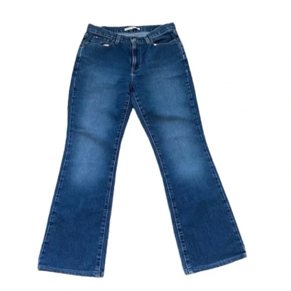 Tommy Hilfiger Faded Dark Wash Bootcut Jeans Size 8 GUC - Picture 1 of 10